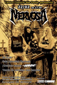 Nervosa - Reprodução do Cartaz do show no Centro Cultural São Paulo