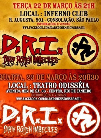 D.R.I. - Reprodução de Cartazes dos shows de SP e do Rio