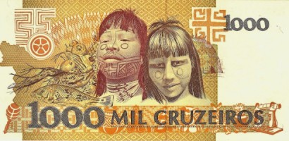 Verso da cédula de 1.000 cruzeiros que tem a figura inspiradora da capa de "Roots" - Foto: Reprodução