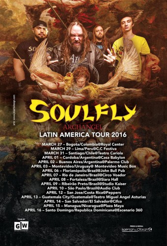 Soulfly - Reprodução do Cartaz da Turnê na América Latina em 2016