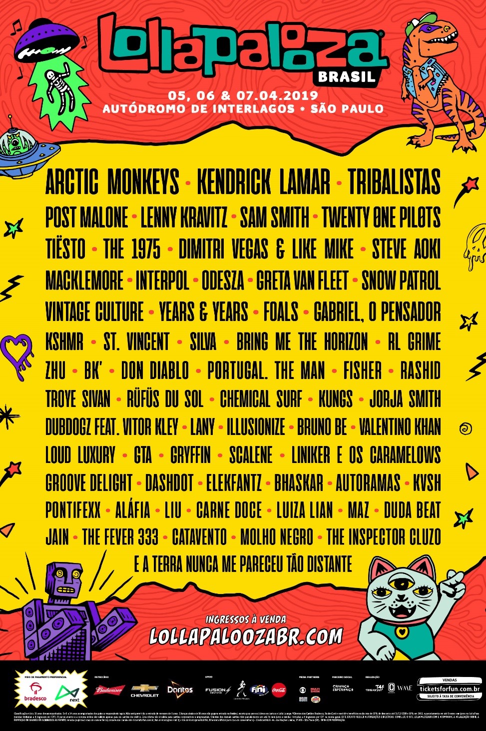 Lollapalooza anuncia Arctic Monkeys e Lenny Kravitz entre