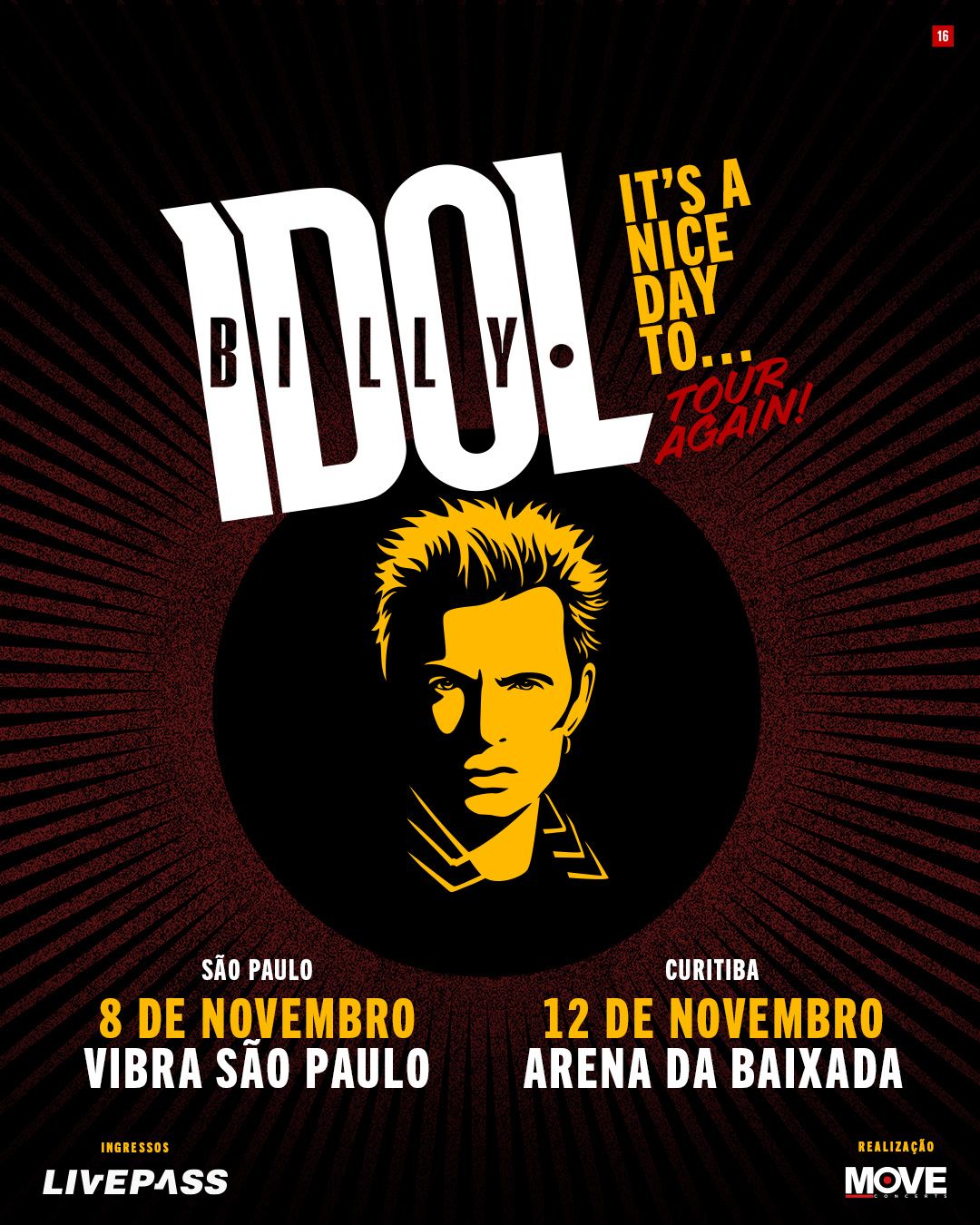 Billy Idol volta ao Brasil em novembro para shows em São Paulo e