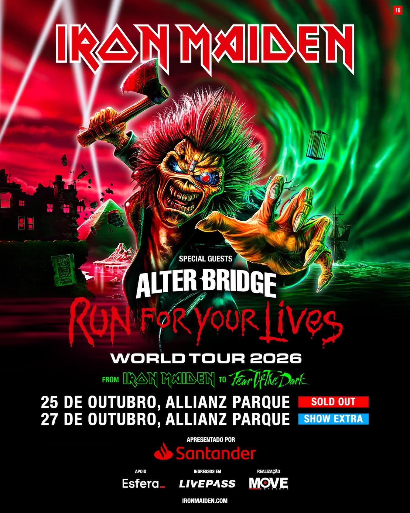 Após fãs esgotarem ingressos, Iron Maiden anuncia show extra em SP